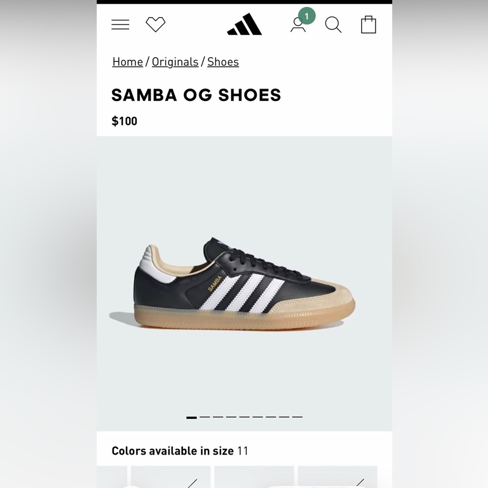 Adidas Originals Men’s Samba Black White Cream Sneakers - Picture 6 of 6